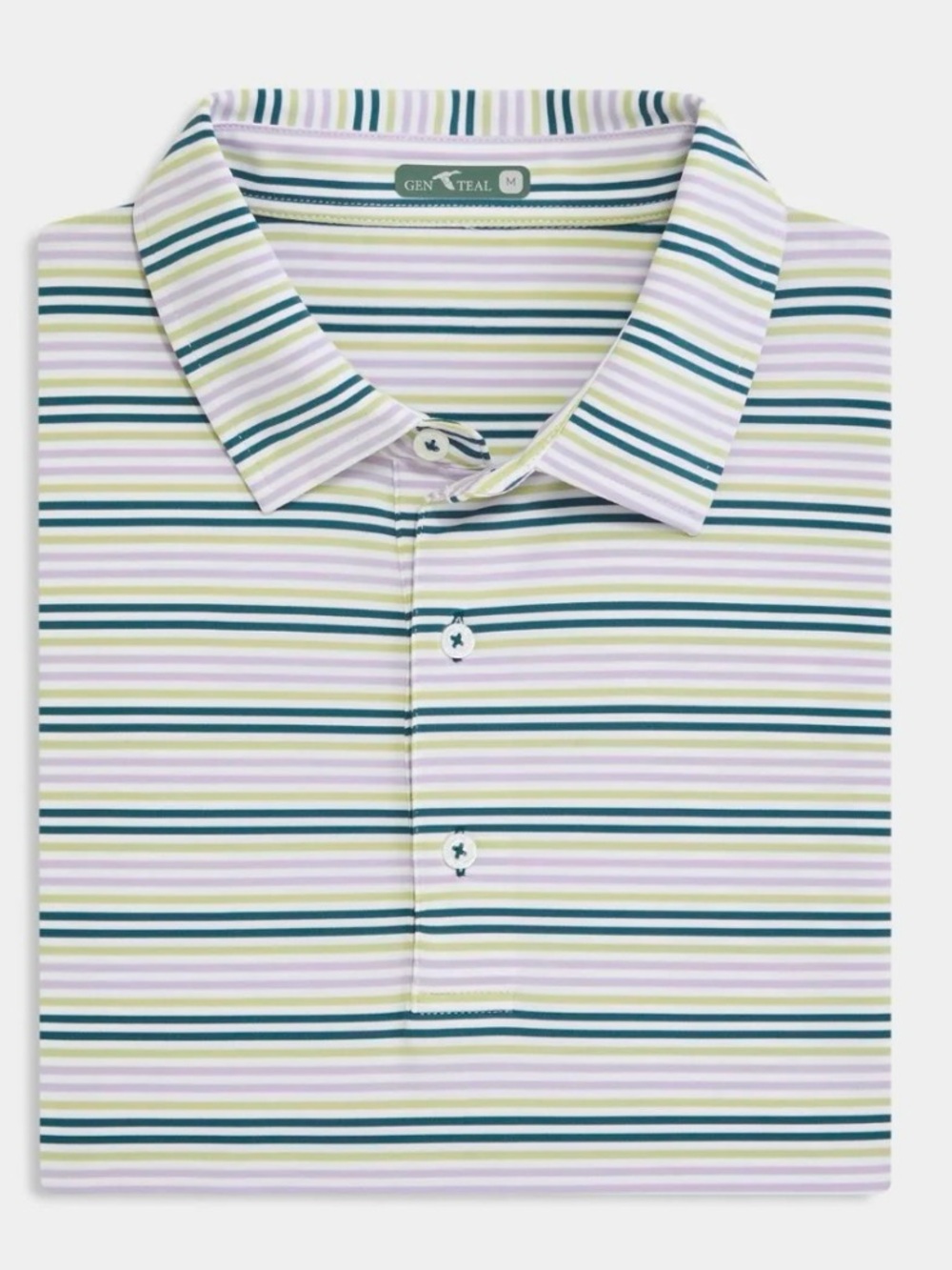 GenTeal Collins Performance Polo Men's Striped Shirt in Pastel Green & Lavender